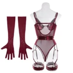 Sheer Mesh Garter Bodysuit with Gloves Sexy Lingerie Set - Image 12