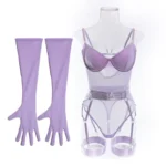 Sheer Mesh Garter Bodysuit with Gloves Sexy Lingerie Set - Image 40