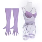 Sheer Mesh Garter Bodysuit with Gloves Sexy Lingerie Set - Image 41