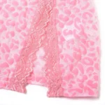 Leopard Lace Trim Babydoll With Thong Lingerie Set Sexy Slit Nightdress - Image 12