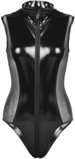 Faux Leather One-Piece Bodysuit Nightclub Women Sexy Wetlook Lingerie - Image 11