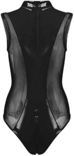 Faux Leather One-Piece Bodysuit Nightclub Women Sexy Wetlook Lingerie - Image 12