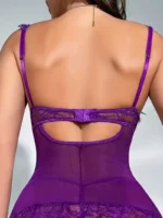 4 Pcs Lace Garter Corset Lingerie Set With Garter Belt & Thong & Stockings - Image 11
