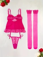 4 Pcs Lace Garter Corset Lingerie Set With Garter Belt & Thong & Stockings - Image 24