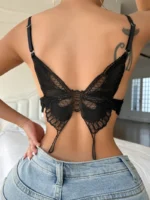 Butterfly Lace Bralette – Sexy Black Lace Bra with Butterfly Back - Image 3