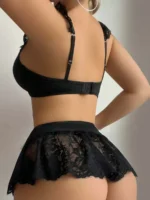 4Pcs Romantic Chic Lace Lingerie Set with Satin Bows & Stockings - Image 4