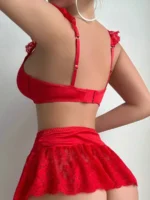 4Pcs Romantic Chic Lace Lingerie Set with Satin Bows & Stockings - Image 10