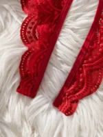 Romantic Deep V Lace Teddy – Backless Sheer Crotchless Lingerie Bodysuit with Bow Accent - Image 12