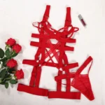 Strappy Harness Hollow Out Underwired 2 Piece Lingerie Set - Image 16