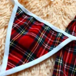 Halter Bra Top & Plaid Mini Skirt Lingerie Set With Matching Thong - Image 6