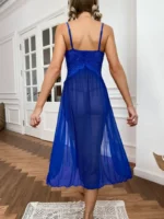 Floral Lace Split Mesh Gown Set – Elegant Two-Piece Nightdress - Image 21