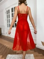 Floral Lace Split Mesh Gown Set – Elegant Two-Piece Nightdress - Image 18