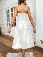 Floral Lace Split Mesh Gown Set – Elegant Two-Piece Nightdress - Image 8