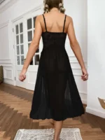 Floral Lace Split Mesh Gown Set – Elegant Two-Piece Nightdress - Image 10