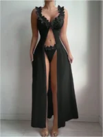 Sheer Mesh Maxi Nightdress Set with Floral Trim - Image 15