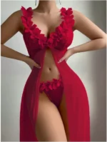 Sheer Mesh Maxi Nightdress Set with Floral Trim - Image 22