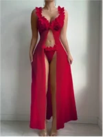 Sheer Mesh Maxi Nightdress Set with Floral Trim - Image 25