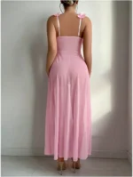 Sheer Mesh Maxi Nightdress Set with Floral Trim - Image 4