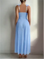 Sheer Mesh Maxi Nightdress Set with Floral Trim - Image 9