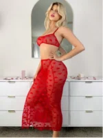 2-Piece Heart Mesh Set – Sheer Bralette & High-Waisted Long Skirt - Image 8