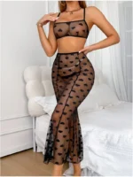 2-Piece Heart Mesh Set – Sheer Bralette & High-Waisted Long Skirt - Image 6
