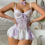 Lace-Up Sheer Babydoll Dress with Matching Panty - Image 6