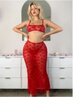 2-Piece Heart Mesh Set – Sheer Bralette & High-Waisted Long Skirt - Image 11