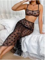2-Piece Heart Mesh Set – Sheer Bralette & High-Waisted Long Skirt - Image 5