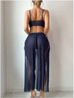 3-Piece Mesh Split Pants Set with Ring Details – Bra Top + Sheer High-Slit Pants + Panty - Image 4