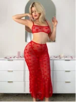 2-Piece Heart Mesh Set – Sheer Bralette & High-Waisted Long Skirt - Image 10
