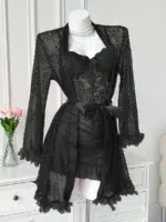 3D Floral Lace Robe & Boned Waist Camisole Nightgown Set - Image 14