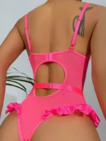 Floral Lace Bridal Bodysuit with Garter Straps - Image 18