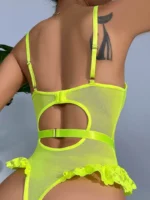 Floral Lace Bridal Bodysuit with Garter Straps - Image 13