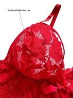 Plus Size Sexy Hollow Out Lace Bralette & Panty Lingerie Set - Image 23