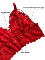 Plus Size Sexy Hollow Out Lace Bralette & Panty Lingerie Set - Image 24