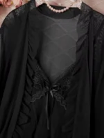 Lace Babydoll & Sheer Ruffle Robe Set – Romantic 2-Piece Mesh Sleepwear - Image 16