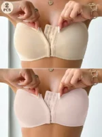 2-Piece Women's Front Closure Padded Bra Set – Multicolor Everyday Comfort Bras - Image 17