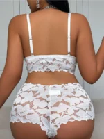 Plus Size Sexy Hollow Out Lace Bralette & Panty Lingerie Set - Image 27