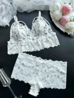 Plus Size Sexy Hollow Out Lace Bralette & Panty Lingerie Set - Image 28