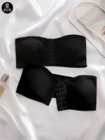 2-Piece Women's Front Closure Padded Bra Set – Multicolor Everyday Comfort Bras - Image 3