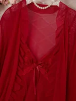 Lace Babydoll & Sheer Ruffle Robe Set – Romantic 2-Piece Mesh Sleepwear - Image 23