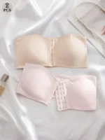 2-Piece Women's Front Closure Padded Bra Set – Multicolor Everyday Comfort Bras - Image 24