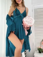 Lace Babydoll & Sheer Ruffle Robe Set – Romantic 2-Piece Mesh Sleepwear - Image 28