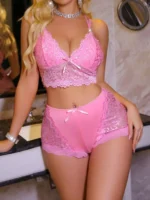 Sexy Lace 3-Piece Lingerie Set with 3D Floral Sheer Long Robe – Bridal Honeymoon Nightwear - Image 31