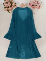 Lace Babydoll & Sheer Ruffle Robe Set – Romantic 2-Piece Mesh Sleepwear - Image 30