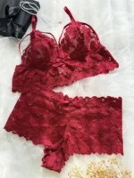 Plus Size Sexy Hollow Out Lace Bralette & Panty Lingerie Set - Image 7
