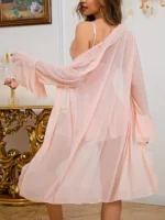 Lace Babydoll & Sheer Ruffle Robe Set – Romantic 2-Piece Mesh Sleepwear - Image 32