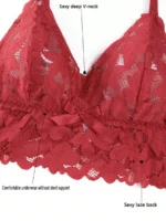 Plus Size Sexy Hollow Out Lace Bralette & Panty Lingerie Set - Image 9