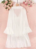 Lace Babydoll & Sheer Ruffle Robe Set – Romantic 2-Piece Mesh Sleepwear - Image 42