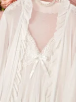 Lace Babydoll & Sheer Ruffle Robe Set – Romantic 2-Piece Mesh Sleepwear - Image 43